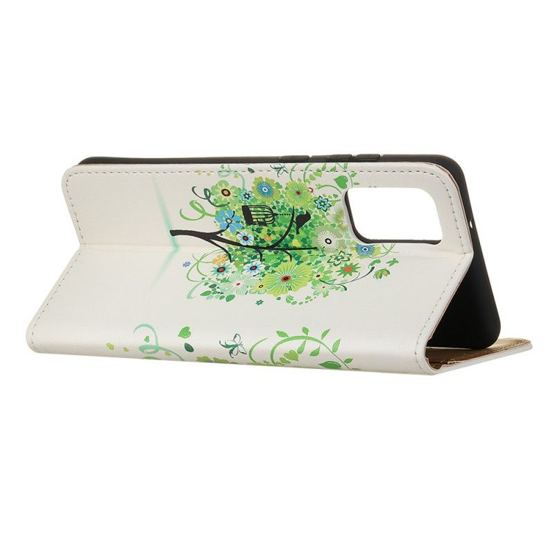 Leren Hoesje Samsung Galaxy Note 20 Ultra Groen Oranje Bloeiende Boom