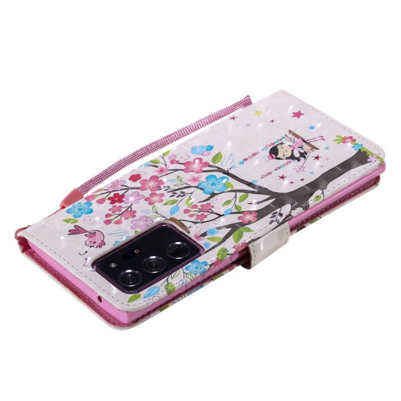 Leren Hoesje Samsung Galaxy Note 20 Ultra Meisje Op De Schommel