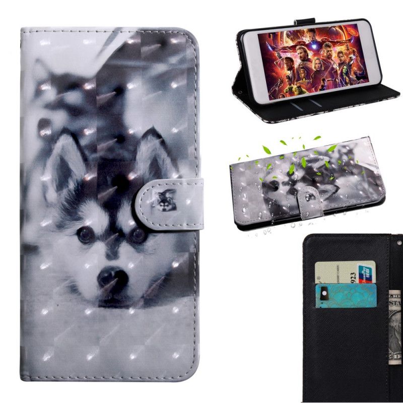 Leren Hoesje Samsung Galaxy Note 20 Ultra Zwart-Witte Hond
