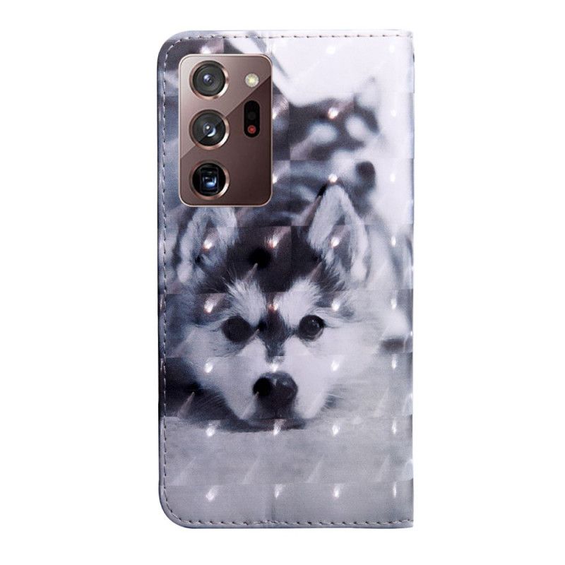 Leren Hoesje Samsung Galaxy Note 20 Ultra Zwart-Witte Hond
