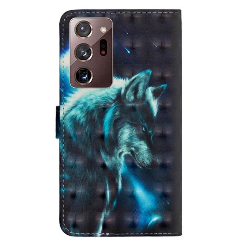 Leren Hoesje voor Samsung Galaxy Note 20 Ultra Majestueuze Wolf