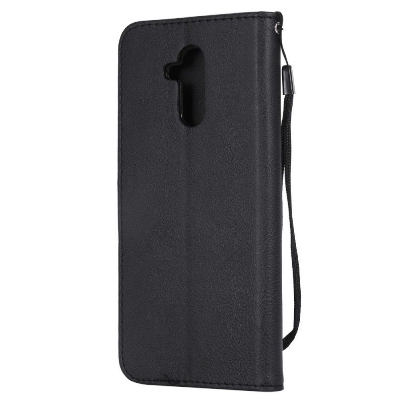 Cover Folio-hoesje Huawei Mate 20 Lite Rood Zwart Telefoonhoesje Leereffect Met Riem