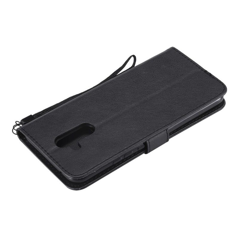 Cover Folio-hoesje Huawei Mate 20 Lite Rood Zwart Telefoonhoesje Leereffect Met Riem