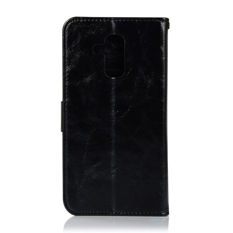 Flip Case Leren Huawei Mate 20 Lite Zwart Vintage Leereffect Met Riem