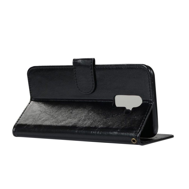 Flip Case Leren Huawei Mate 20 Lite Zwart Vintage Leereffect Met Riem