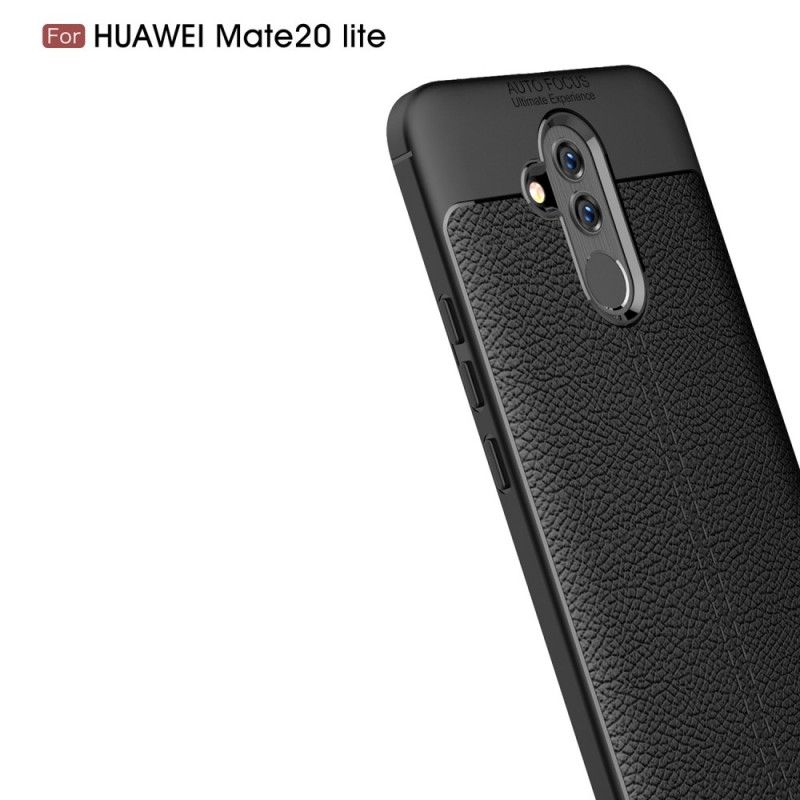 Hoesje voor Huawei Mate 20 Lite Grijs Zwart Dubbellijns Lychee Leereffect