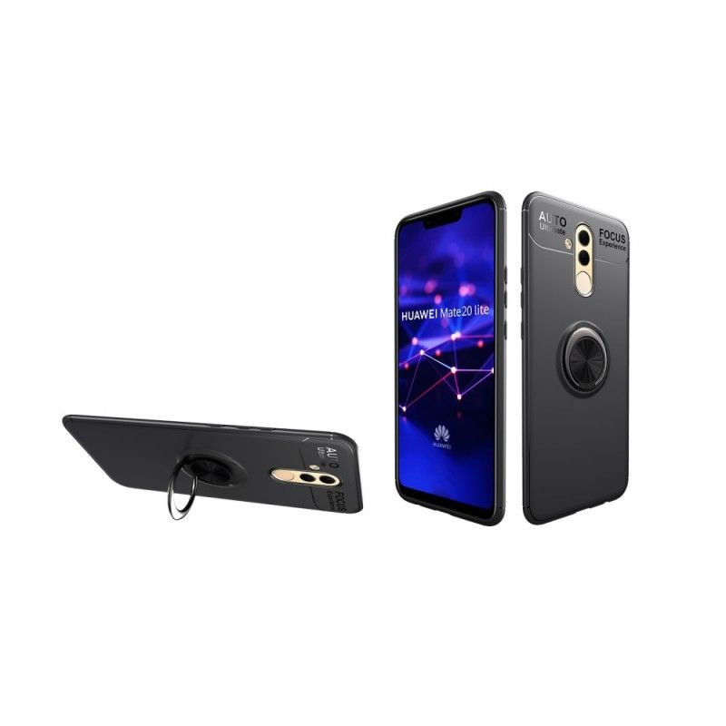 Hoesje voor Huawei Mate 20 Lite Rood Zwart Roterende Ring