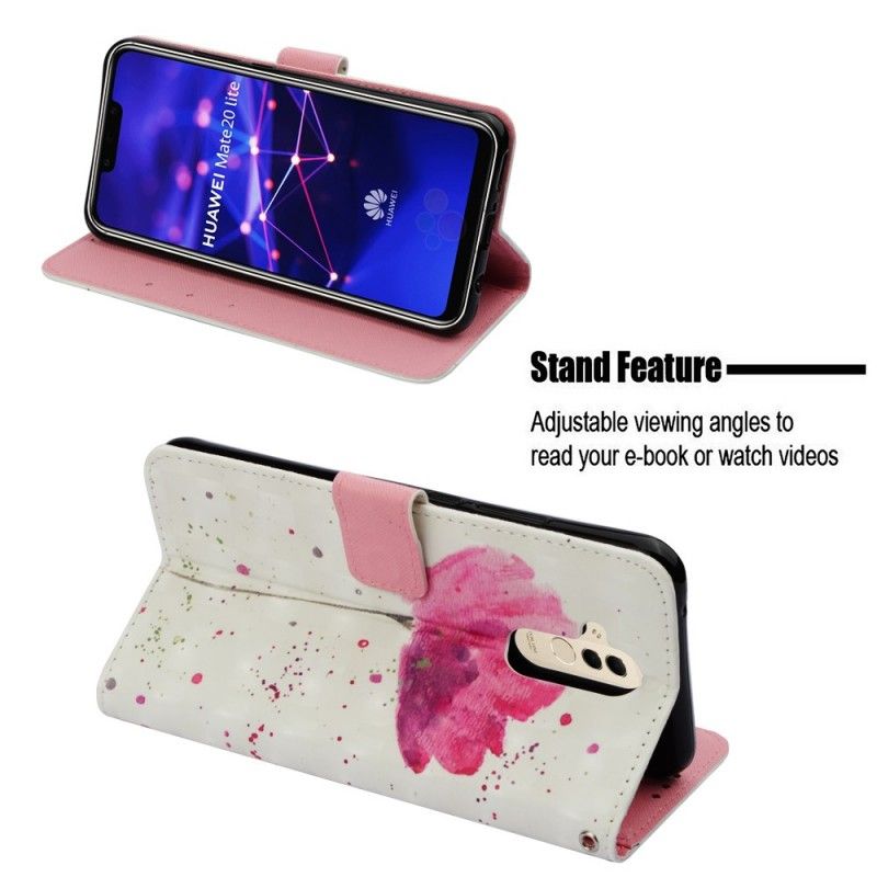 Leren Hoesje Huawei Mate 20 Lite 3D Aquarel Klaproos