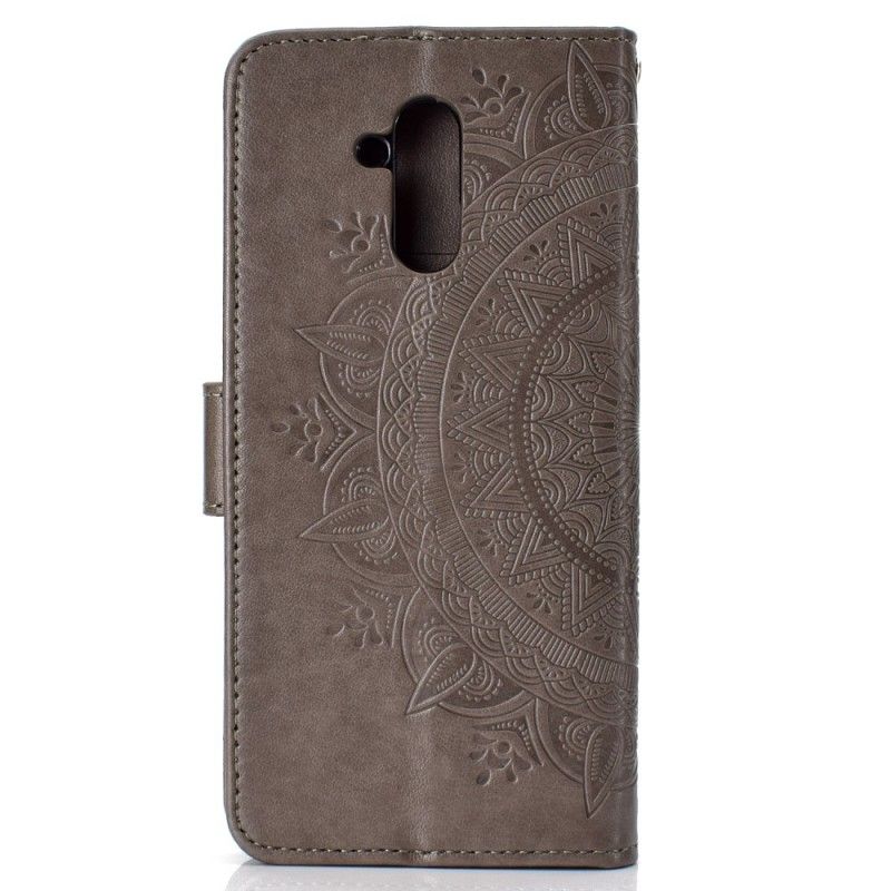 Leren Hoesje voor Huawei Mate 20 Lite Rood Grijs Zon Mandala