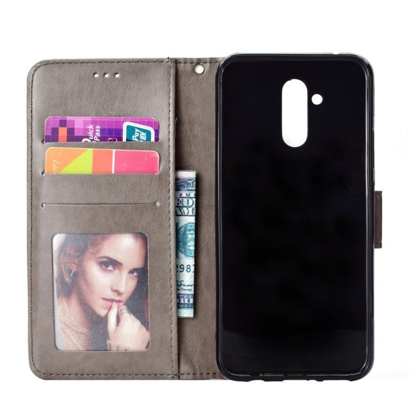 Leren Hoesje voor Huawei Mate 20 Lite Rood Grijs Zon Mandala