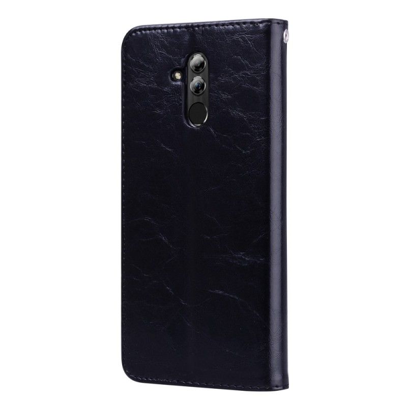 Leren Hoesje voor Huawei Mate 20 Lite Rood Zwart Vintage Leereffect Met Riem