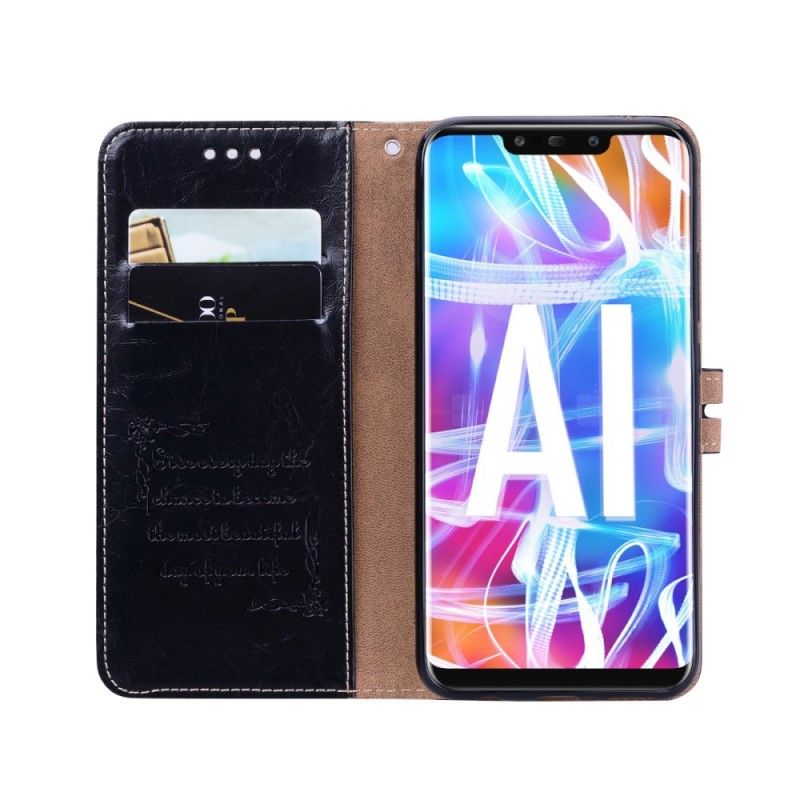 Leren Hoesje voor Huawei Mate 20 Lite Rood Zwart Vintage Leereffect Met Riem