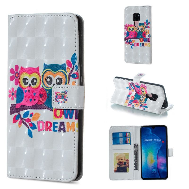 Leren Hoesje voor Huawei Mate 20 Lite Uilendroom