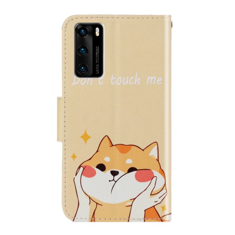 Cover Folio-hoesje Huawei P40 Telefoonhoesje Kat Raak Me Niet Aan Met Een String