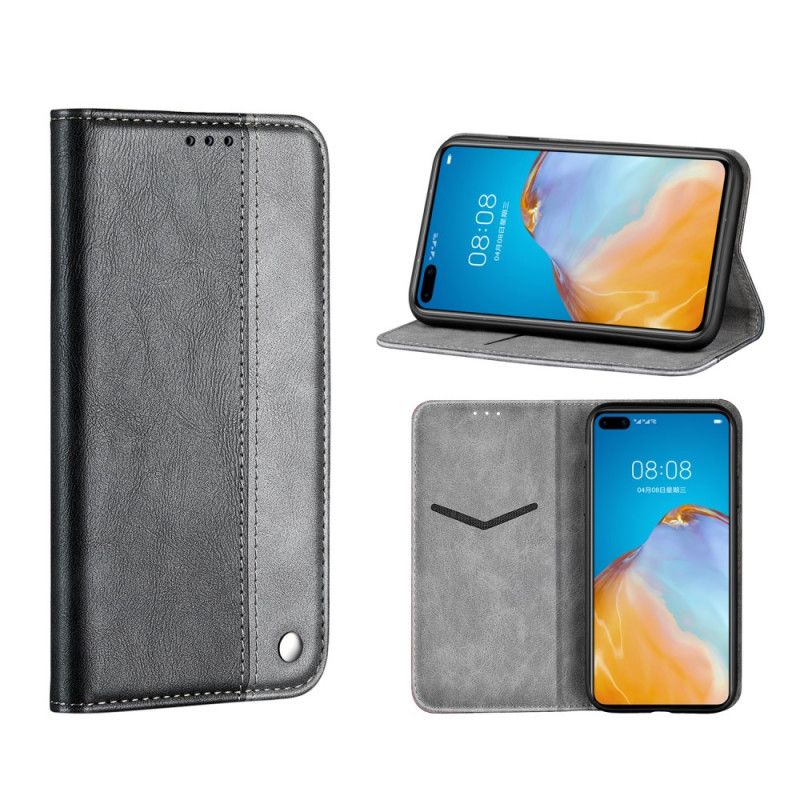 Folio-hoesje Huawei P40 Rood Grijs Tweekleurig Leereffect