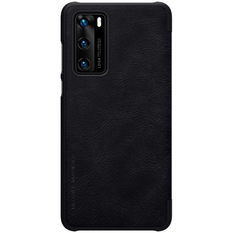 Folio-hoesje voor Huawei P40 Bruin Zwart Qin Serie Nillkin