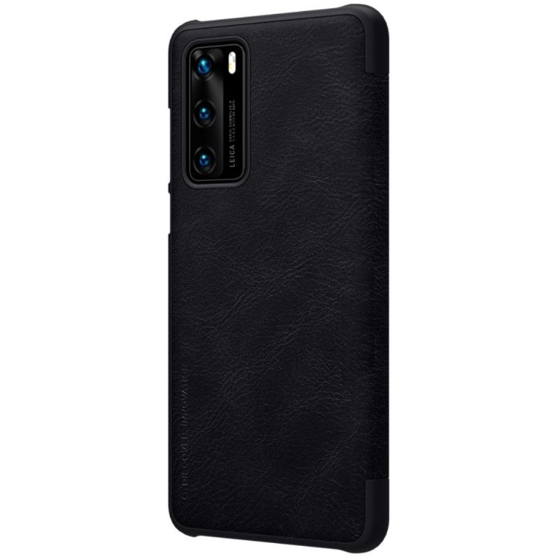 Folio-hoesje voor Huawei P40 Bruin Zwart Qin Serie Nillkin
