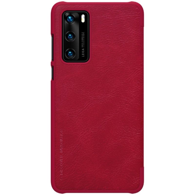 Folio-hoesje voor Huawei P40 Bruin Zwart Qin Serie Nillkin