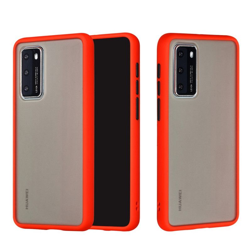 Hoesje Huawei P40 Wit Zwart Transparant Gekleurde Omtrek