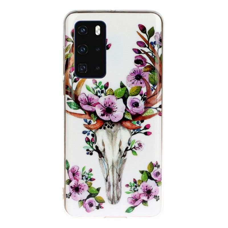 Hoesje voor Huawei P40 Eland Met Fluorescerende Bloemen