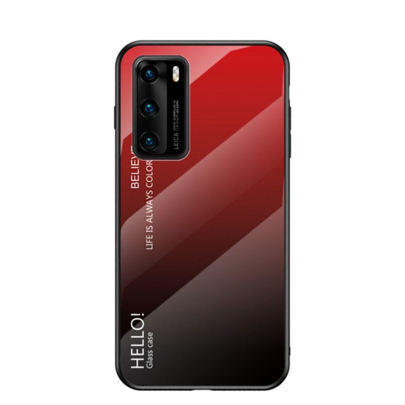 Hoesje voor Huawei P40 Lichtblauw Magenta Hallo Gehard Glas