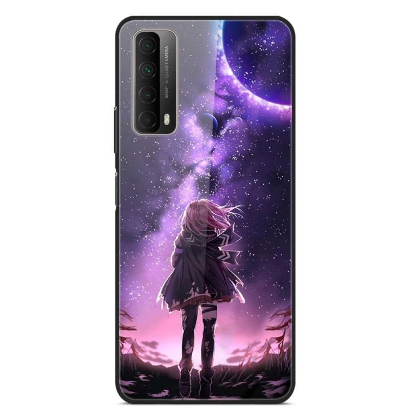 Hoesje voor Huawei P40 Lichtpaars Denkbeeldig Landschap Gehard Glas