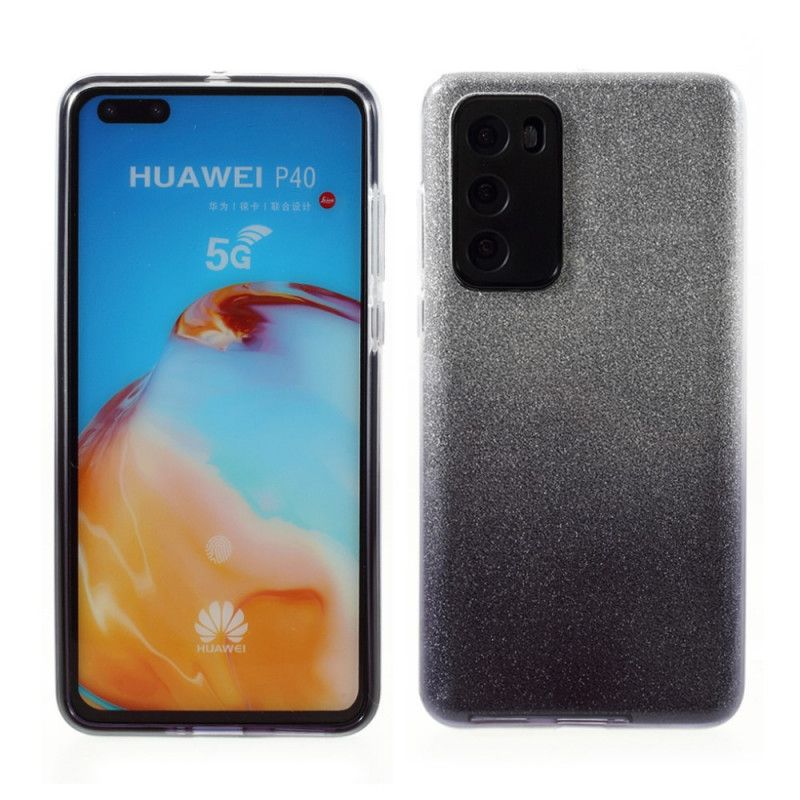 Hoesje voor Huawei P40 Magenta Zwart Verloop Glitter