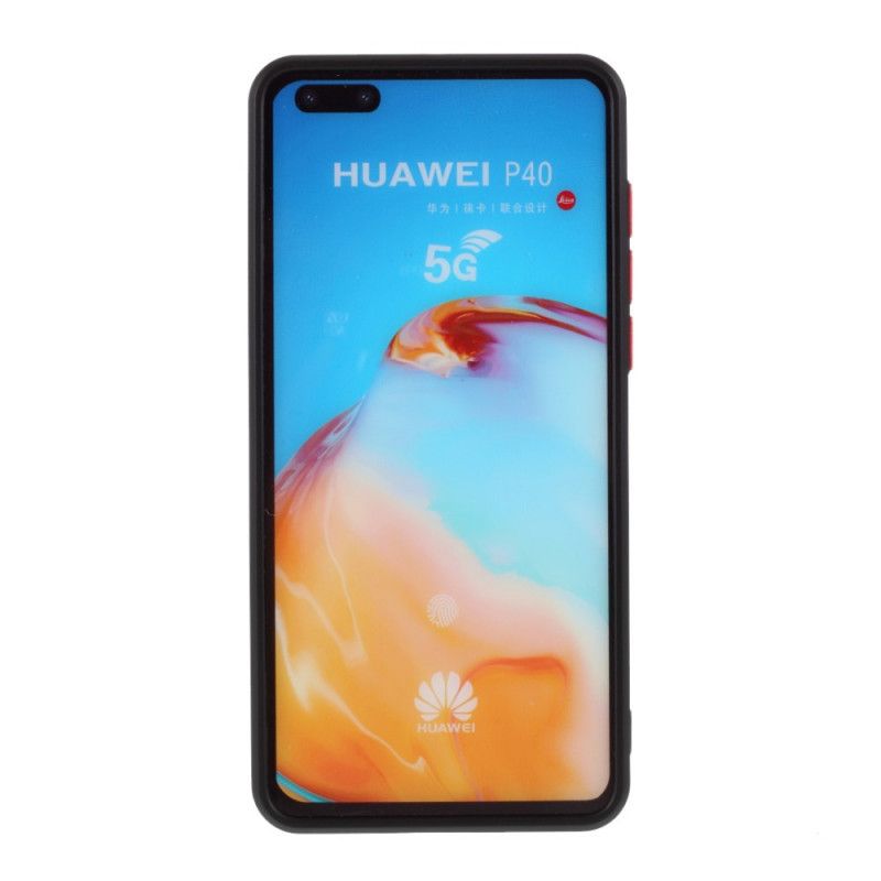 Hoesje voor Huawei P40 Rood Zwart Flexibele Siliconen Gekleurde Knop