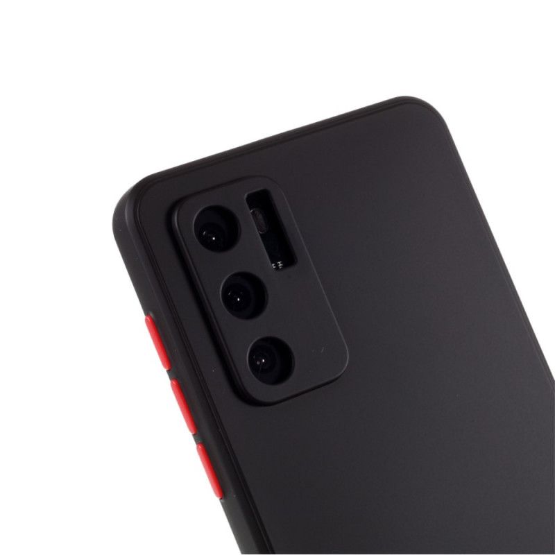 Hoesje voor Huawei P40 Rood Zwart Flexibele Siliconen Gekleurde Knop