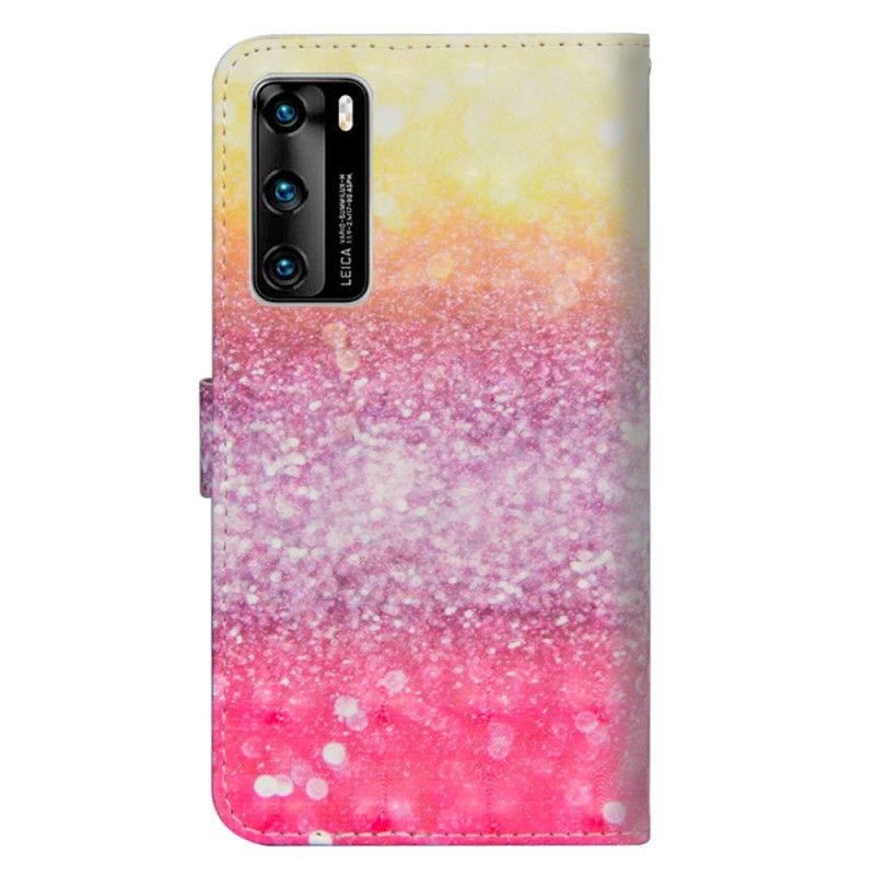 Leren Hoesje voor Huawei P40 Verloop Magenta Glitter