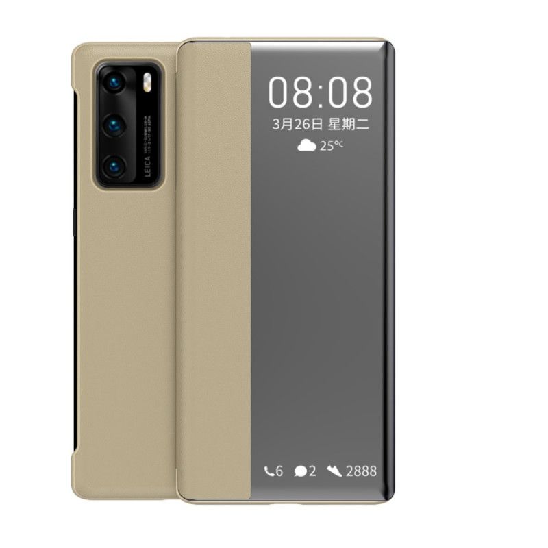 Zichtafdekking Huawei P40 Rood Zwart Kunstleer Raam