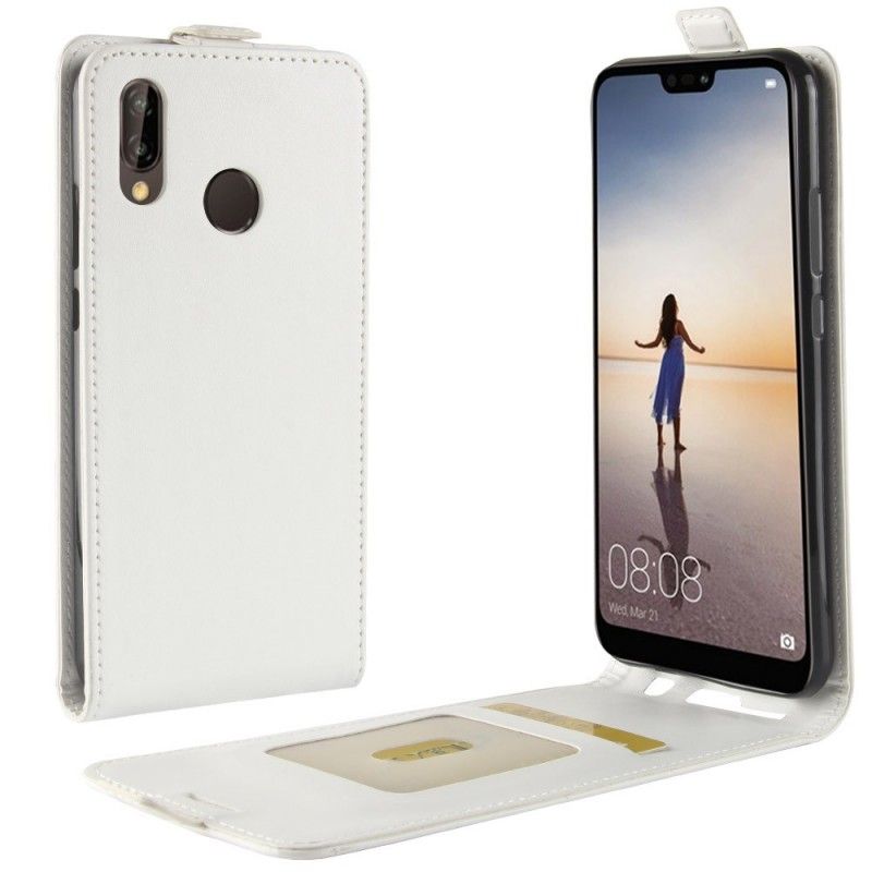 Bescherming Hoesje Huawei P20 Lite Wit Zwart Opvouwbaar