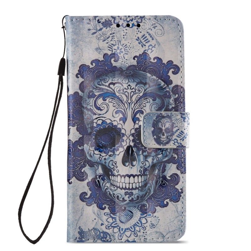 Cover Folio-hoesje Huawei P20 Lite Telefoonhoesje 3D Blauwe Schedel