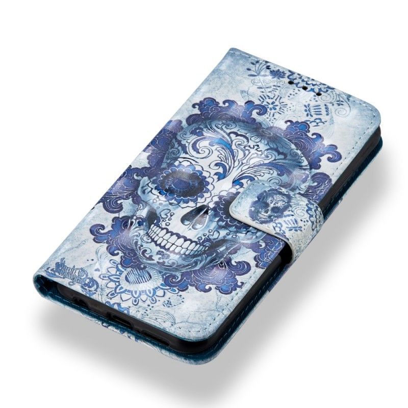 Cover Folio-hoesje Huawei P20 Lite Telefoonhoesje 3D Blauwe Schedel