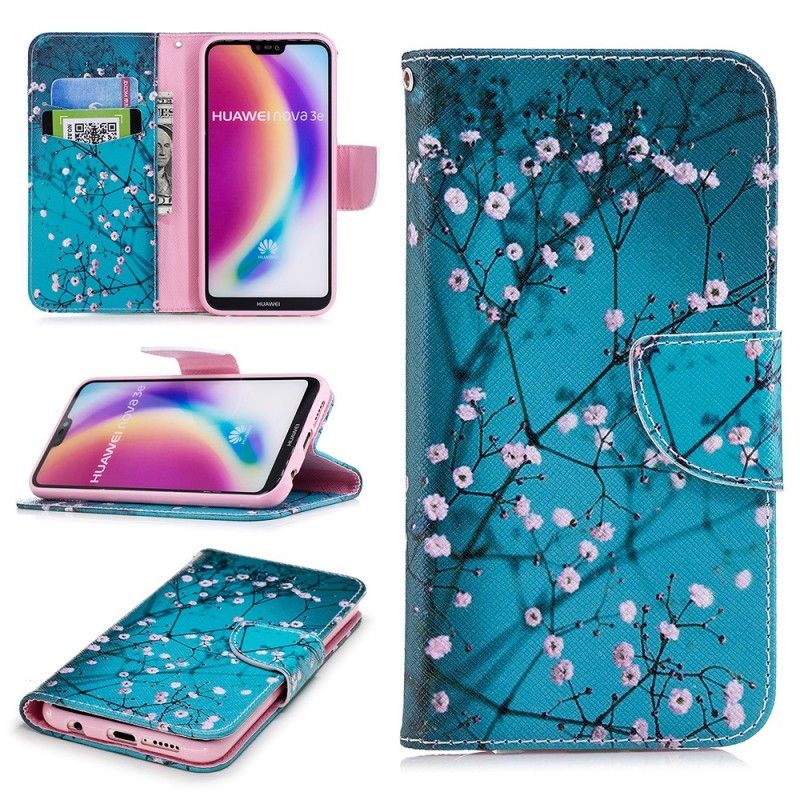 Flip Case Leren Huawei P20 Lite Bloeiende Boom
