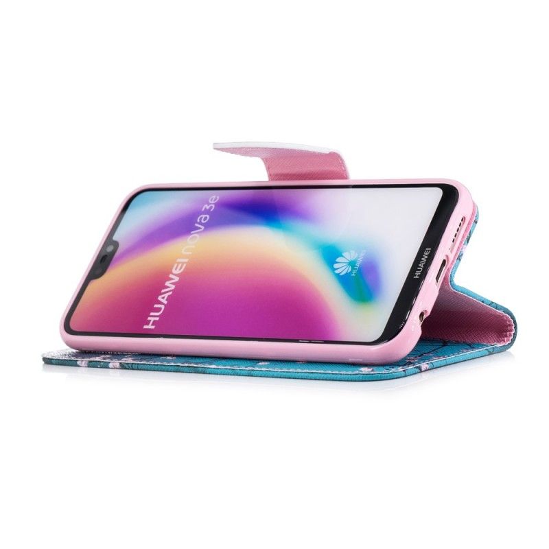 Flip Case Leren Huawei P20 Lite Bloeiende Boom