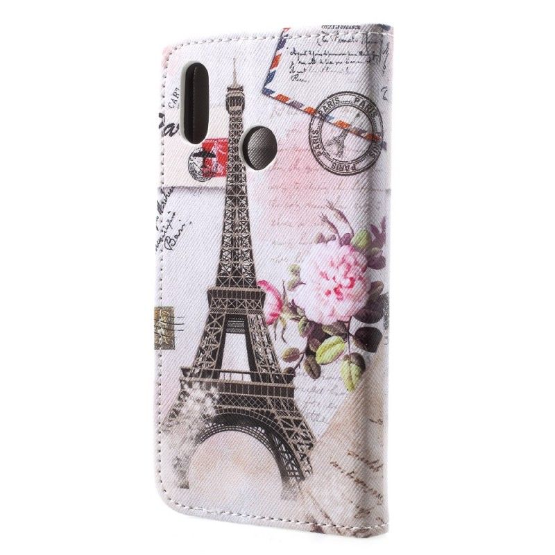 Flip Case Leren Huawei P20 Lite Retro Eiffeltoren