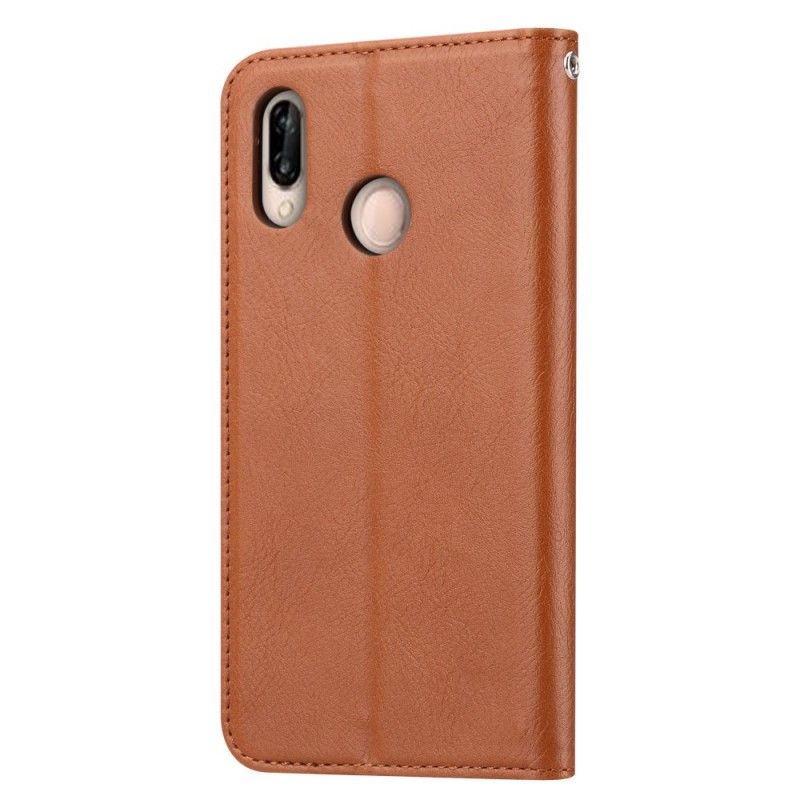 Folio-hoesje Huawei P20 Lite Rood Zwart Telefoonhoesje Kaarthouder Van Imitatieleer