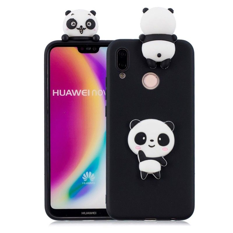Hoesje Huawei P20 Lite Wit Zwart 3D Mijn Panda