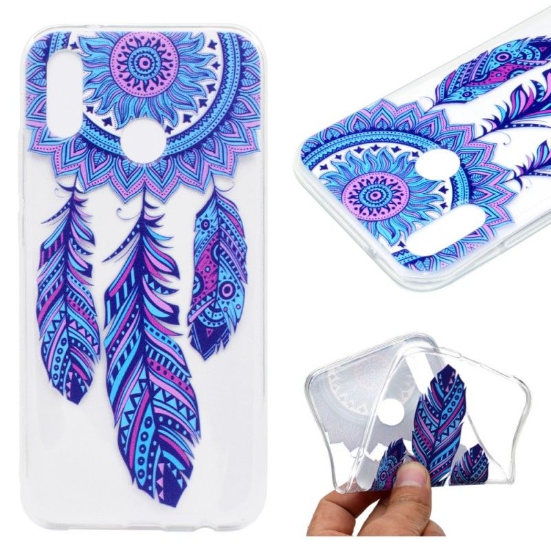 Hoesje voor Huawei P20 Lite Transparante Vanger Dromen Blauwe Veren