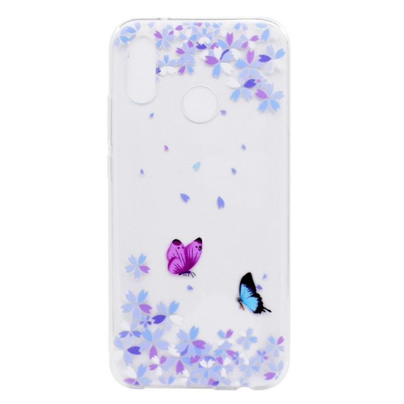 Hoesje voor Huawei P20 Lite Transparante Vlinders En Bloemen