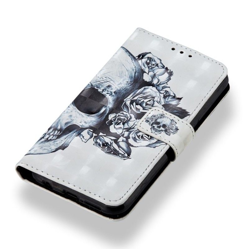 Leren Hoesje Huawei P20 Lite 3D Bloemenschedel