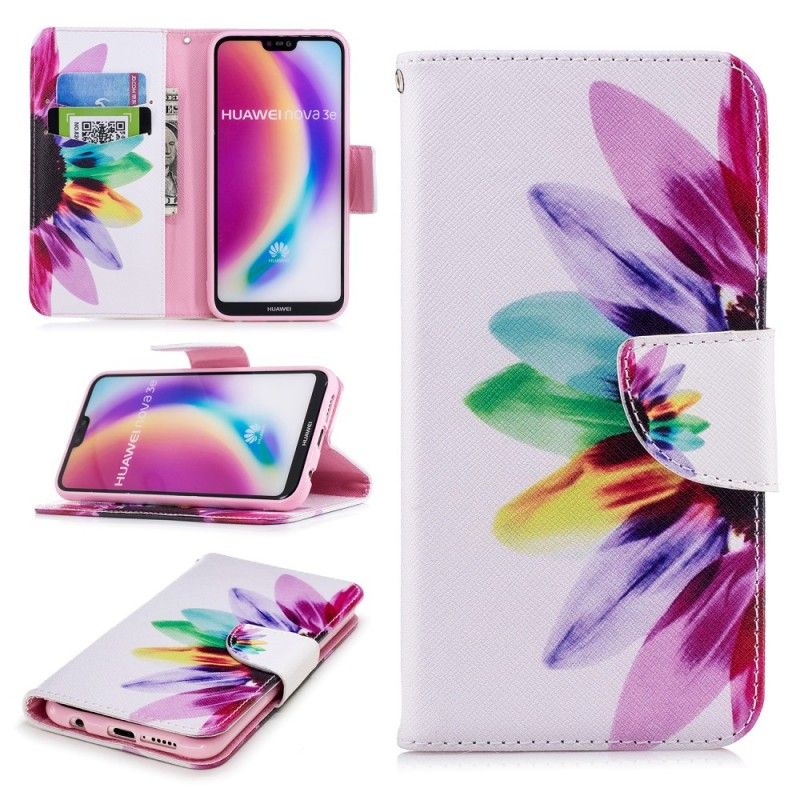 Leren Hoesje Huawei P20 Lite Aquarelbloem
