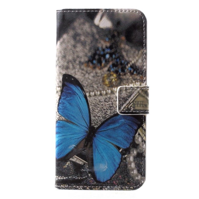Leren Hoesje Huawei P20 Lite Blauwe Vlinder