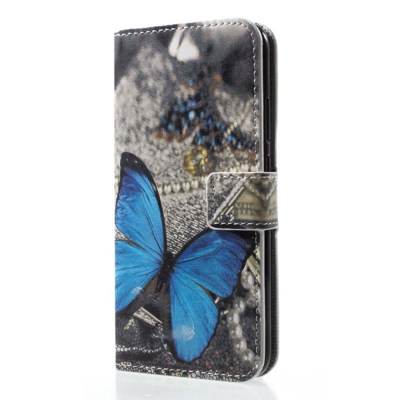 Leren Hoesje Huawei P20 Lite Blauwe Vlinder