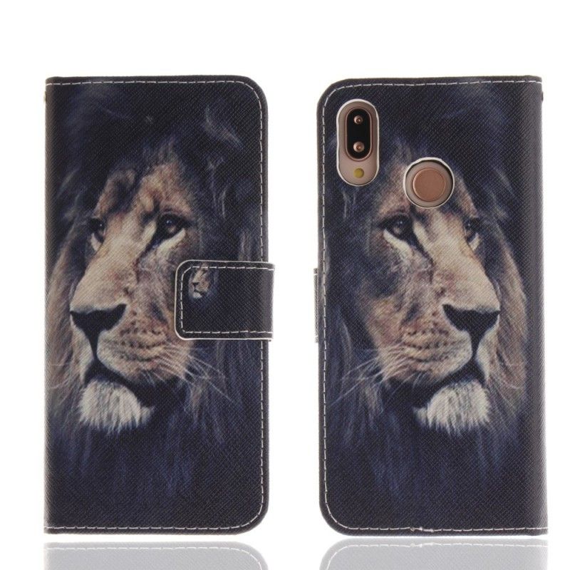 Leren Hoesje Huawei P20 Lite Dromende Leeuw