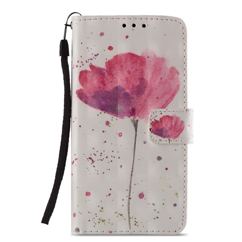 Leren Hoesje Huawei P20 Lite Telefoonhoesje 3D Aquarel Klaproos