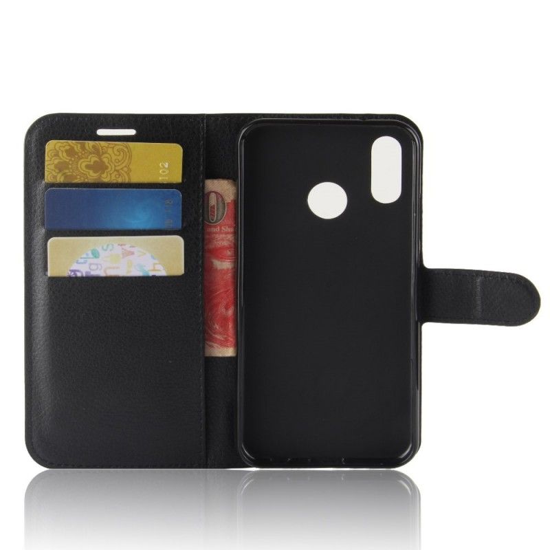 Leren Hoesje Huawei P20 Lite Wit Zwart Retro Lychee