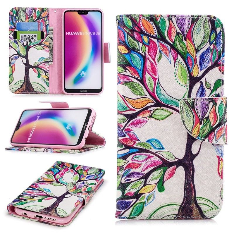 Leren Hoesje voor Huawei P20 Lite Gekleurde Boom