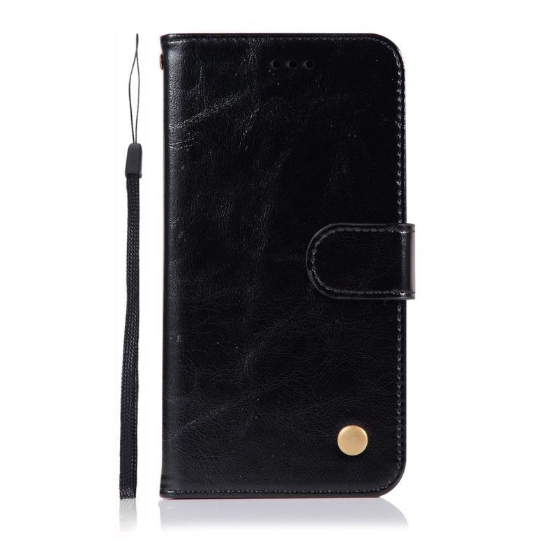 Leren Hoesje voor Huawei P20 Lite Grijs Zwart Vintage Leereffect Met Riempje